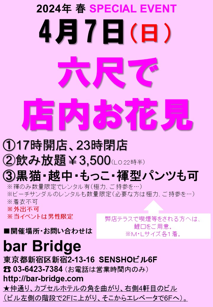 bar Bridge 六尺で店内お花見