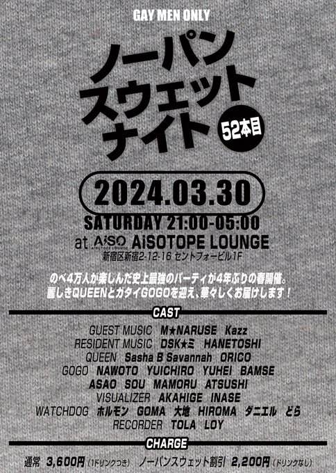 ノーパンスウェットナイト52本目