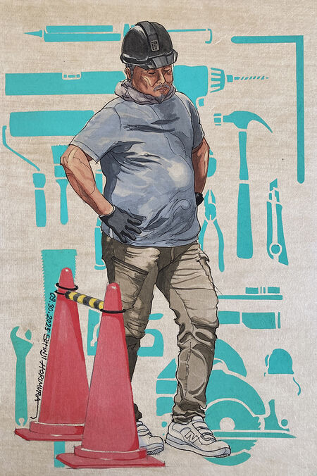 新世界で個展「はたらくおっさん入門編」 849x1276 983.8kb