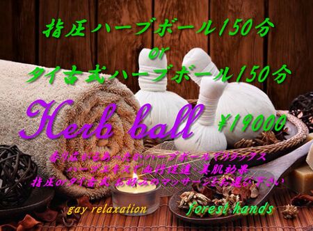 ゲイバー ゲイイベント ゲイクラブイベント 指圧ハーブボール・タイ古式ハーブボール150分