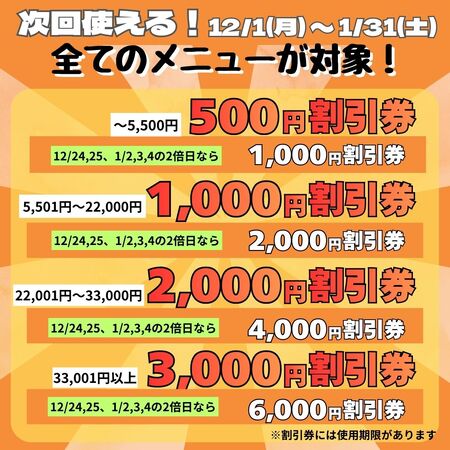 12月＆1月のキャンペーン 1080x1080 225.3kb