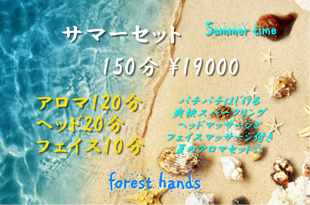 【夏限定】爽快炭酸ヘッド＆フェイス付きアロマトリートメント「サマーセット150分」